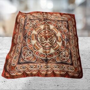 Women's skemo Canada scarf signed by Eleanor Paine titled Indian Sunface